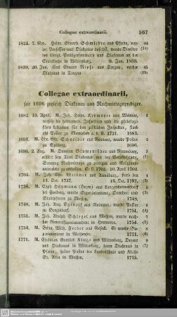 Collegae extraordinarii, seit 1696 zugleich Diakonen und Nachmittagsprediger