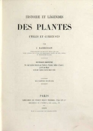Histoire et légendes des plantes utiles et curieuses