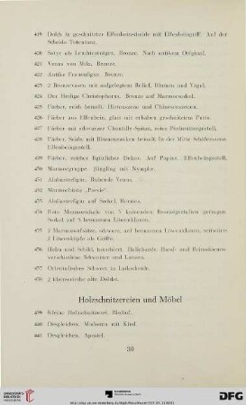 Holzschnitzereien und Möbel (Nr.439-458)