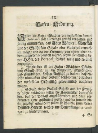 IX. Hafen-Ordnung