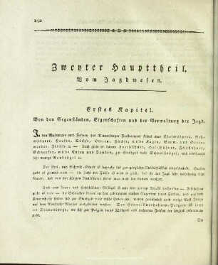 Zweyter Haupttheil. Vom Jagdwesen