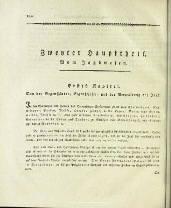 Zweyter Haupttheil. Vom Jagdwesen