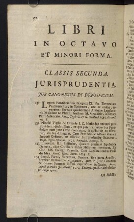52-76, Classis Secunda. Jurisprudentia - Classis Tertia. Medicina et Historia Naturalis