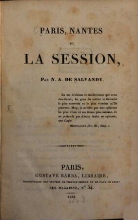 Paris, Nantes et la session