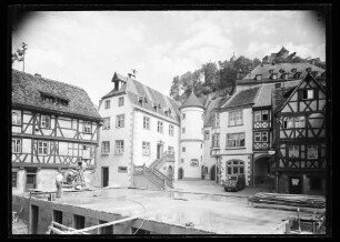 Baustelle LZB Gebäude mit Haus der vier Gekrönten, ehemaliges Rathaus, Städtische Sparkasse und Schuhwaren Dreßler