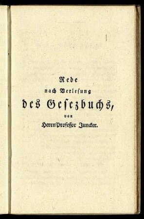 Rede nach Verlesung des Gesetzbuchs
