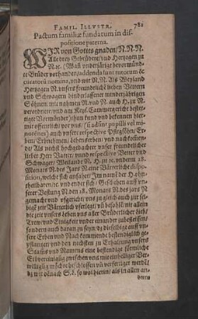 Pactum familiae fundatum in dispositione paterna.