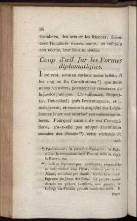 Coup d'æil sur les Formes diplomatiques.