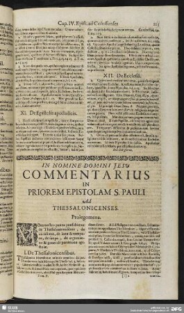 Commentarius In Priorem Epistolam S. Pauli Ad Thessalonicenses