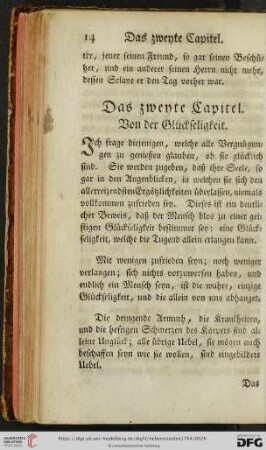 Das zweyte Capitel: Von der Glückseligkeit