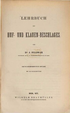 Lehrbuch des Huf- und Klauen-Beschlages