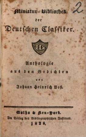 Anthologie aus den Gedichten von Johann Heinrich Voß