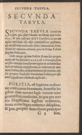 Secunda Tabula.