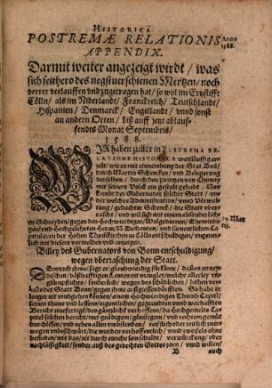 Historicae postremae relationis appendix
