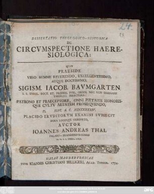 Dissertatio Theologico-Historica De Circvmspectione Haeresiologica