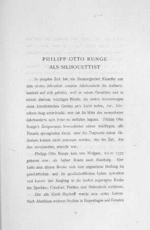 Philipp Otto Runge als Silhouettist