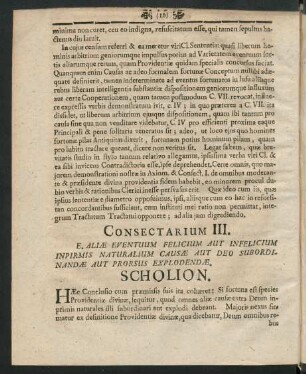 Consectarium III. E. Aliae Eventuum Felicium Aut Infelicium Inpirmis Naturalium Causae Aut Deo Subordinandae Aut Prorsus Explodendae