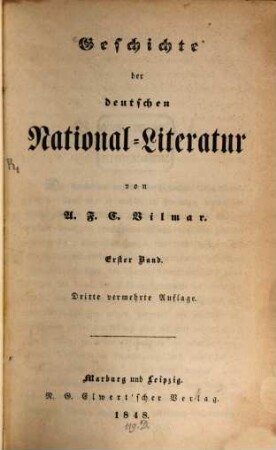 Geschichte der deutschen Nationalliteratur. 1