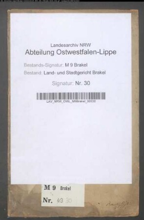 Handlungen der freiwilligen Gerichtsbarkeit aus der Gemeinde Hampenhausen. Land- und Stadtgericht Brakel