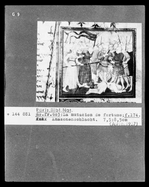 La mutacion de fortune, Folio 174, Amazonenschlacht