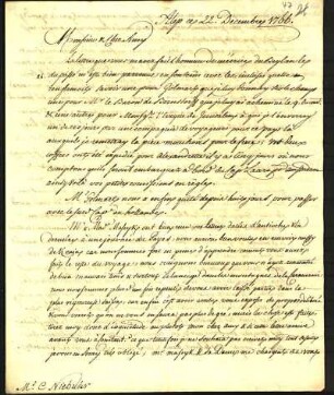 22) J. H. Pury an Niebuhr, Aleppo, 22. Dezember 1766