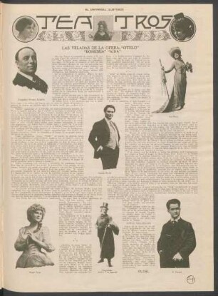 Teatros : Las veladas de la opera: "Otelo", "Bohemia", "Aida"