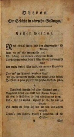 Wielands Oberon : Ein Gedicht in vierzehen Gesängen