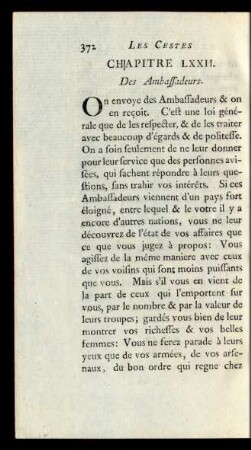 Chapitre LXXII. Des Ambassadeurs