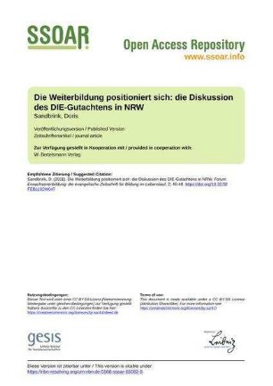 Die Weiterbildung positioniert sich: die Diskussion des DIE-Gutachtens in NRW