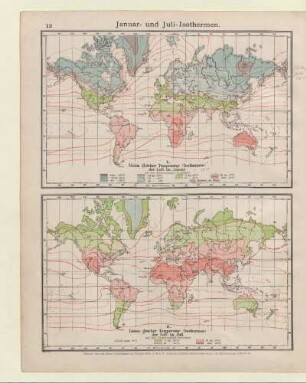 Januar- und Juli-Isothermen. I. Linien gleicher Temperatur (Isothermen) der Luft im Januar