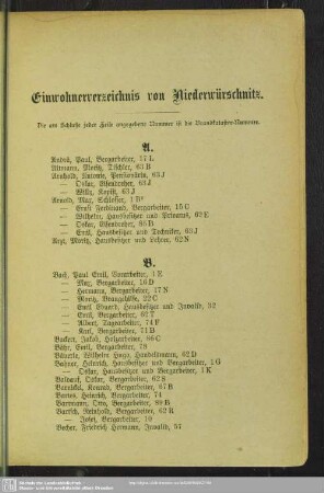 Einwohnerverzeichnis Niederwürschnitz : Einwohnerverzeichnis von Niederwürschnitz