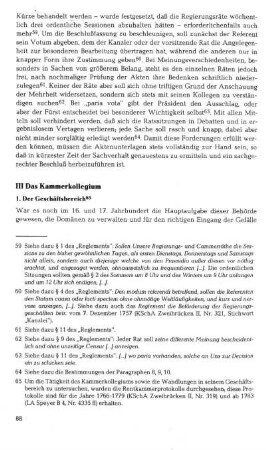 III Das Kammerkollegium