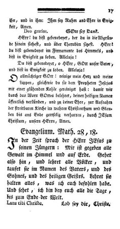 Evangelium. Math. 28,18.