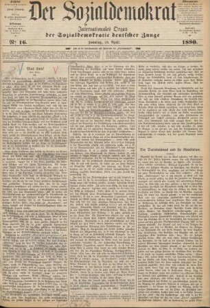 No 16. Sonntag, 18. April. 1880.
