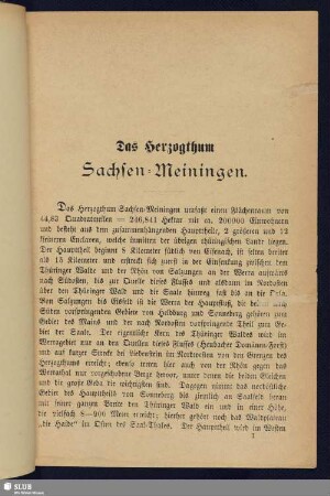 Das Herzogthum Sachsen-Meinigen
