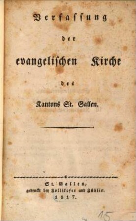Verfassung der evangelischen Kirche des Kantons St. Gallen