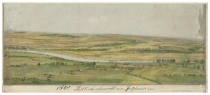 Panorama des Elbtales vom Spitzhaus in Radebeul bei Dresden nach Süden, Teil 2: Elbtal mit Serkowitz, Gohliser Windmühle und Stetzsch sowie den Kirchen von Kaditz und Briesnitz