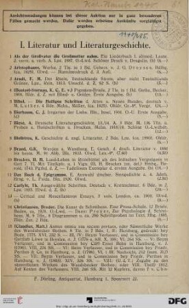 Literatur und Literaturgeschichte (Nr. 1-121)