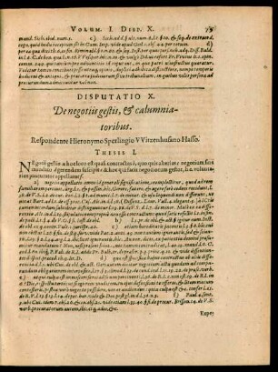 Disputatio X. De negotiis gestis, et calumniatoribus.