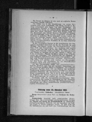 Sitzung vom 20. Oktober 1931