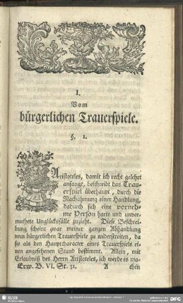 I. Vom bürgerlichen Trauerspiele