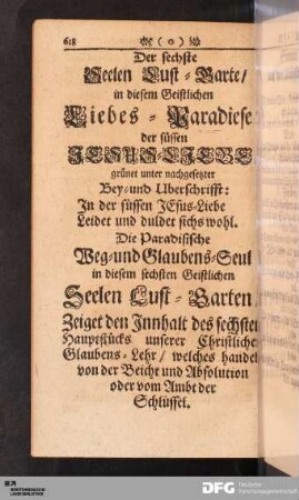 Der sechste Geistliche Seelen-Lust-Garten.