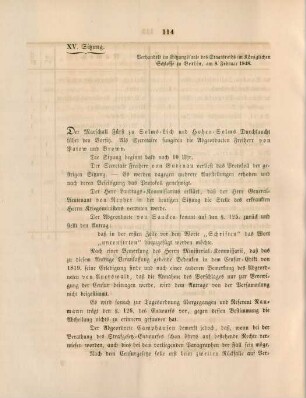 XV. Sitzung. Verhandelt ... zu Berlin, am 8. Februar 1848