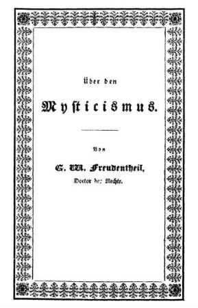 Über den Mysticismus