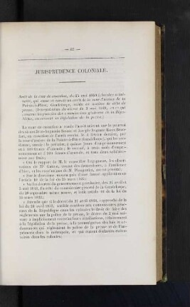 Jurisprudence coloniale.