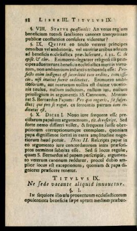 Titulus IX. Ne sede vacante aliquid innovetur.