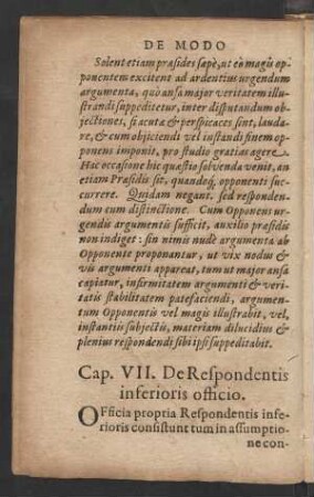 Cap. VII. De Respondentis inferioris officio.