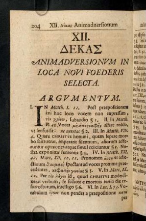 204-234, XII. Dekas Animadversionum in Loca Novi ...