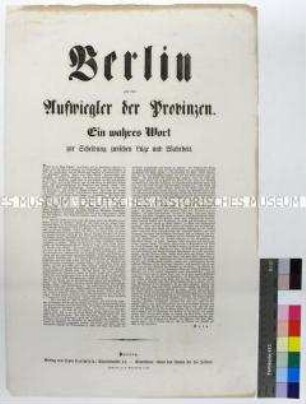 Maueranschlag "Berlin an die Aufwiegler der Provinzen"