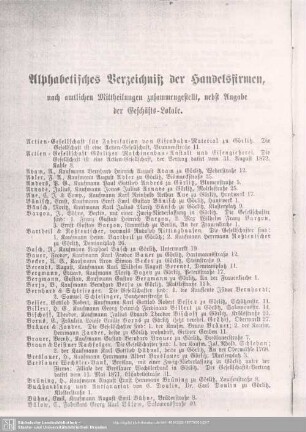 Handelsregister : Alphabetisches Verzeichniß der Handelsfirmen